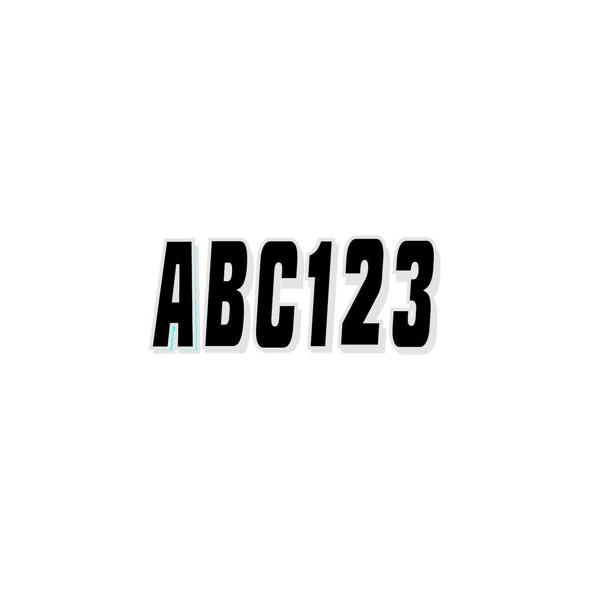Hardline Series 320 Registration Kit, Solid Color Block Font With Drop Shadow (Includes 4 Sets of 3″ A-Z, 0-9), Black/Silver