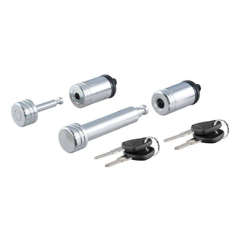 Curt 23526 Hitch and Coupler Lock Set, 5/8 in Dia Pin, Carbon Steel, Chrome-Plated