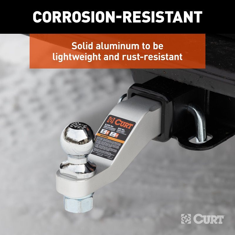 Curt 45360 Ball Mount, Cat Class 3, 1-Hole, 2 in, 1 in Dia Hitch Ball, Aluminum