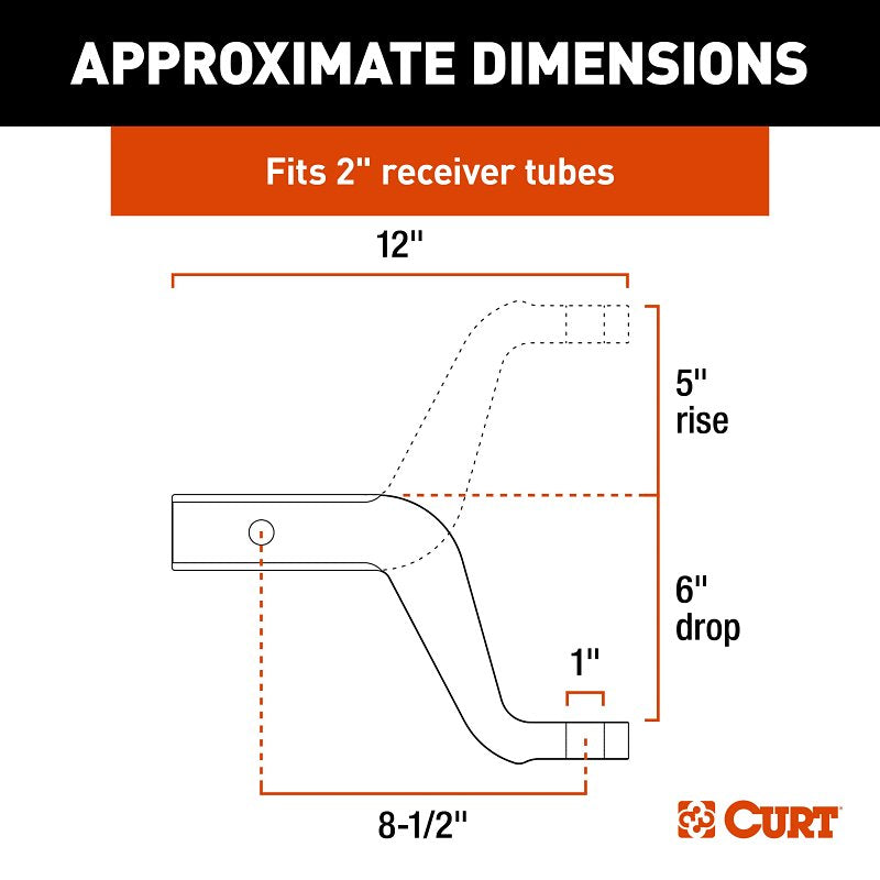 Curt 45362 Ball Mount, Cat Class 3, 1-Hole, 2 in, 1 in Dia Hitch Ball, Aluminum
