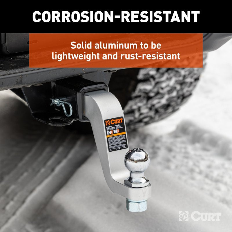 Curt 45362 Ball Mount, Cat Class 3, 1-Hole, 2 in, 1 in Dia Hitch Ball, Aluminum