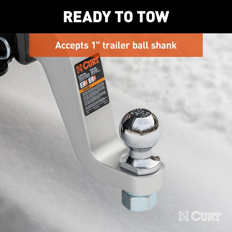 Curt 45362 Ball Mount, Cat Class 3, 1-Hole, 2 in, 1 in Dia Hitch Ball, Aluminum