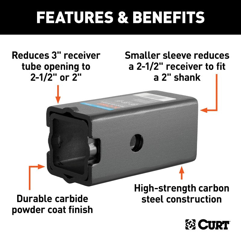 Curt 45408 Reducer Sleeve Set, Carbon Steel, Powder-Coated