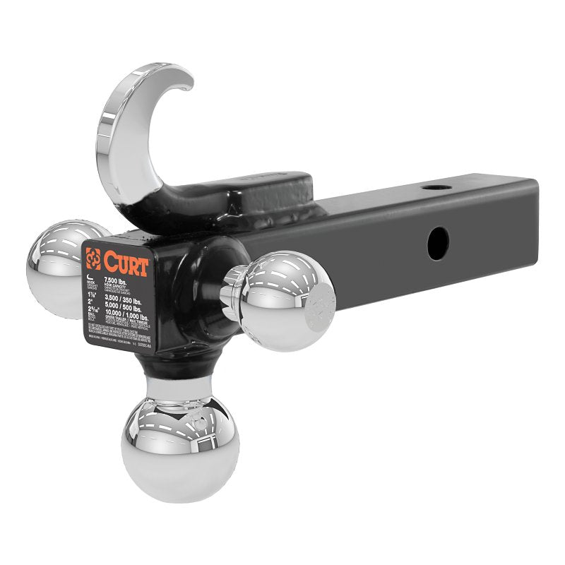 Curt 45675 Multi-Ball Mount, 2-Hole, 1-7/8, 2, 2-5/16 in Dia Hitch Ball, Steel, Powder-Coated