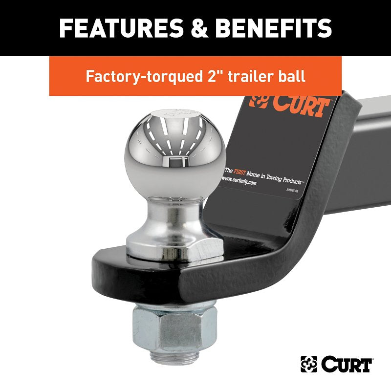 Curt 45836 Loaded Ball Mount, 1-Hole, 2 in, 2 in Dia Hitch Ball, Carbon Steel, Powder-Coated