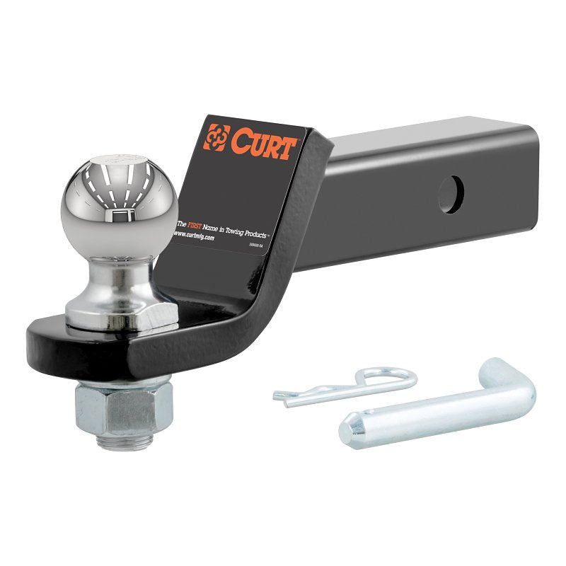 Curt 45836 Loaded Ball Mount, 1-Hole, 2 in, 2 in Dia Hitch Ball, Carbon Steel, Powder-Coated