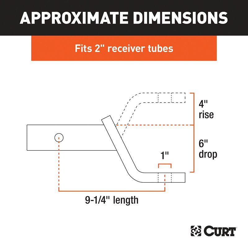 Curt 45870 Ball Mount, Cat Class 3, 1-Hole, 2 in, Carbon Steel, Powder-Coated
