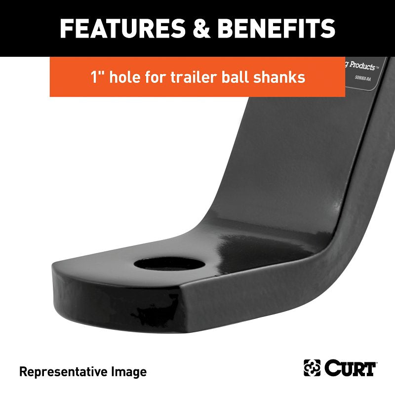 Curt 45870 Ball Mount, Cat Class 3, 1-Hole, 2 in, Carbon Steel, Powder-Coated