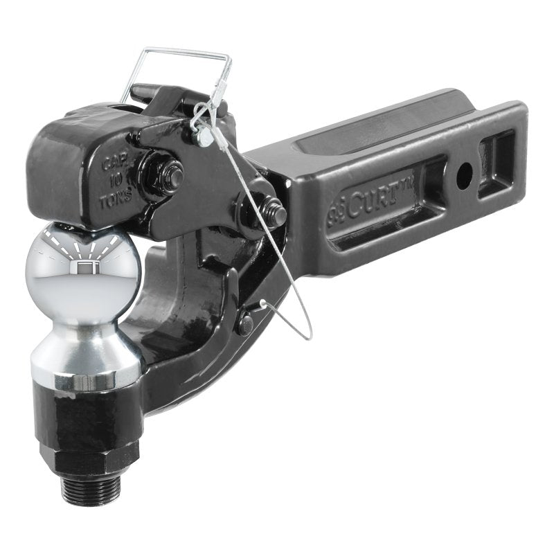 Curt 48012 Forged Receiver Mount Ball and Pintle Combination, Cat Class 5, 1-Hole, 2-1/2 in, 3 in Dia Hitch Ball