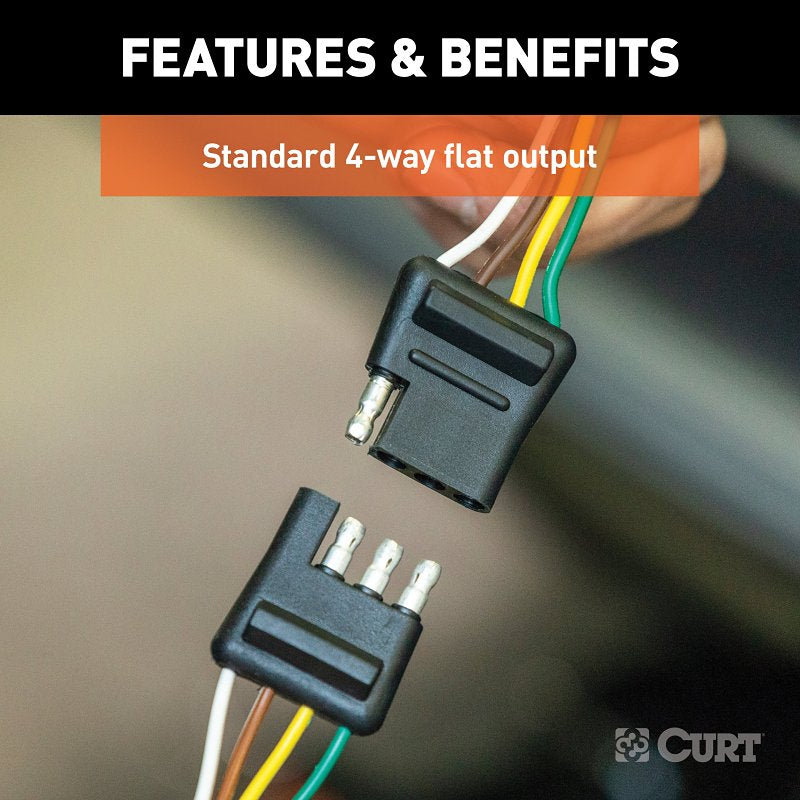 Curt 58051 4-Way Flat Connector Plug and Socket, For: Vehicles and Trailers with 2-Wire Systems