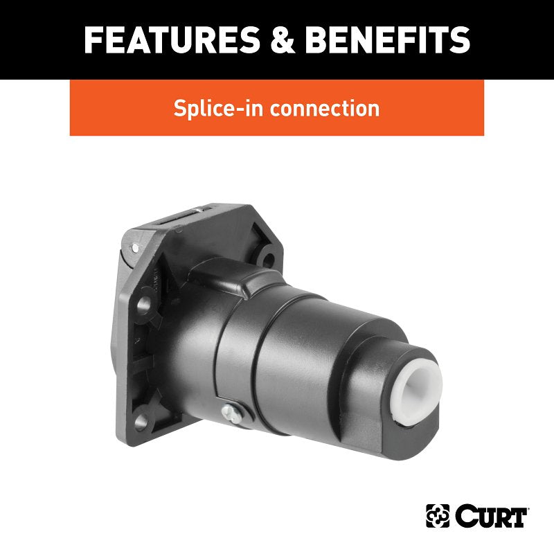 Curt 58151 Vehicle End Connector Socket, 12 V, Black