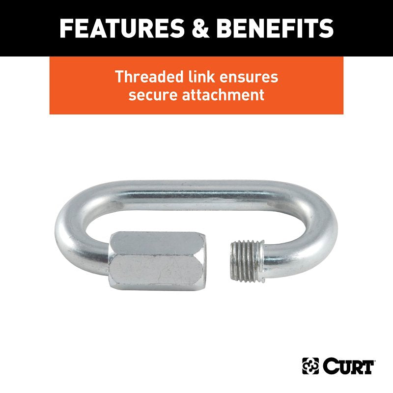 Curt 82903 Quick Link, 5/16 in Trade, 1760 lb Working Load, Steel, Clear Zinc