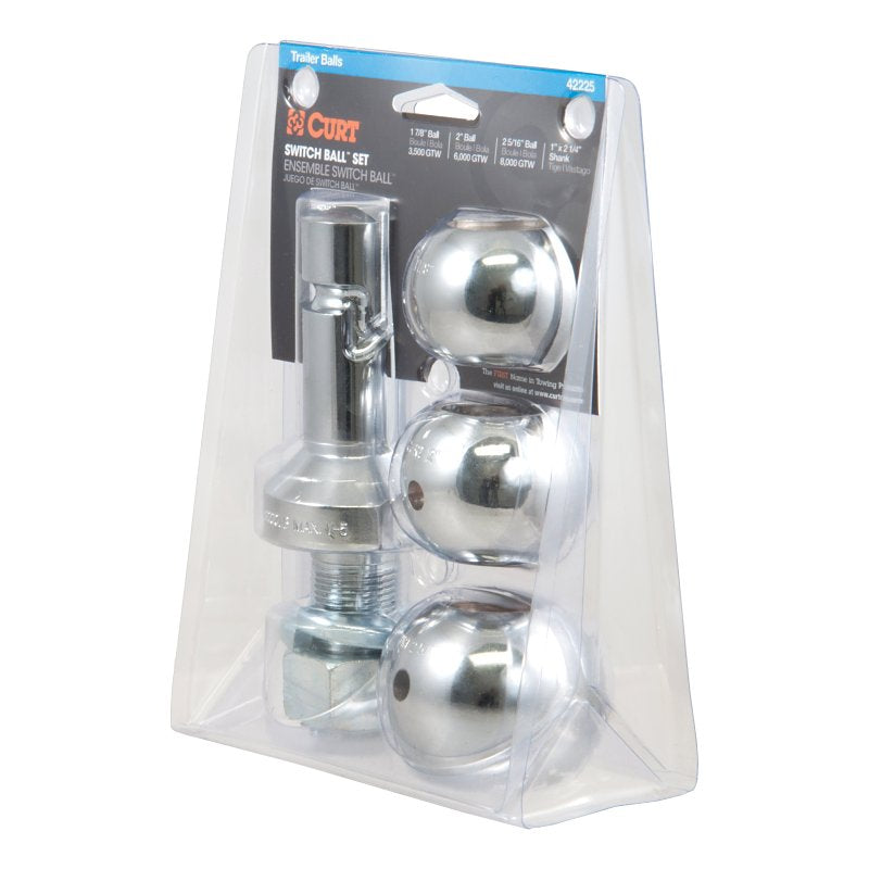 Curt 42225 Switch Ball Trailer Ball Set, 1-7/8, 2, 2-5/16 in Dia Ball, 1 in Dia Shank, Steel