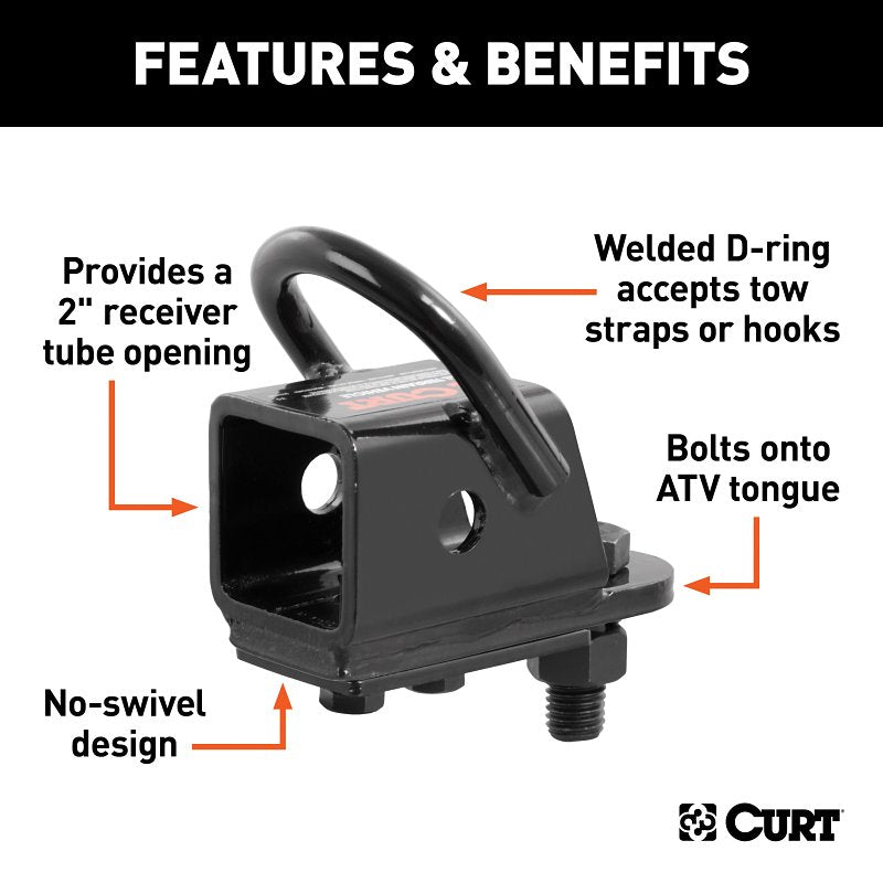 Curt 45006 Tongue Adapter with Receiver, Steel, Powder-Coated