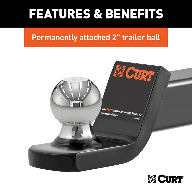 Curt 45141 Towing Starter Kit, Cat Class 3, 1-Hole, 2 in, 2 in Dia Hitch Ball, Powder-Coated