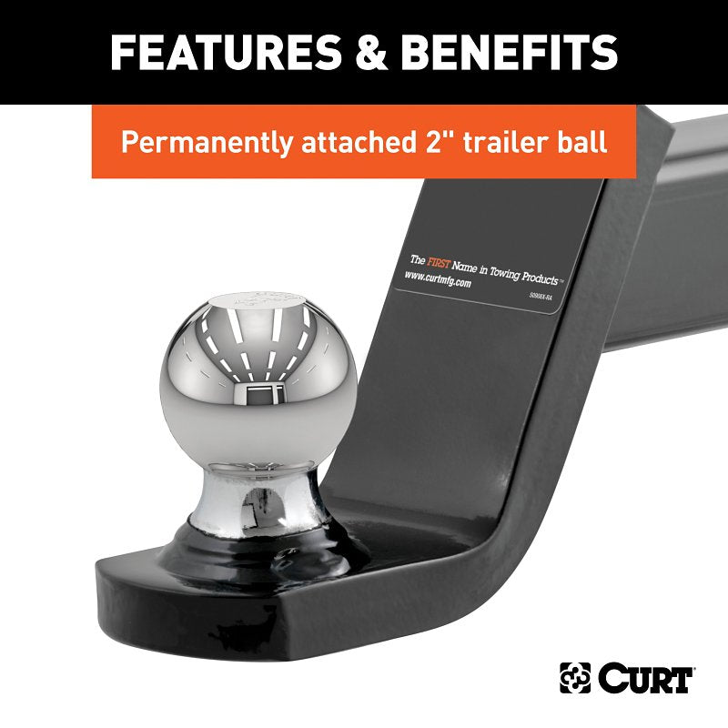 Curt 45142 Towing Starter Kit, Cat Class 3, 4, 5, 1-Hole, 2 in, 2 in Dia Hitch Ball, Powder-Coated