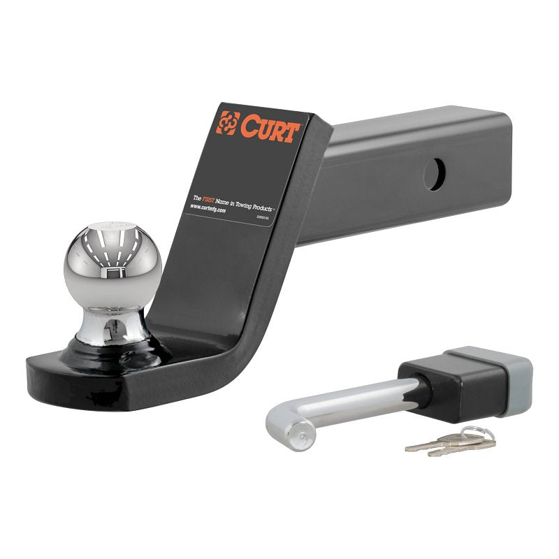 Curt 45142 Towing Starter Kit, Cat Class 3, 4, 5, 1-Hole, 2 in, 2 in Dia Hitch Ball, Powder-Coated