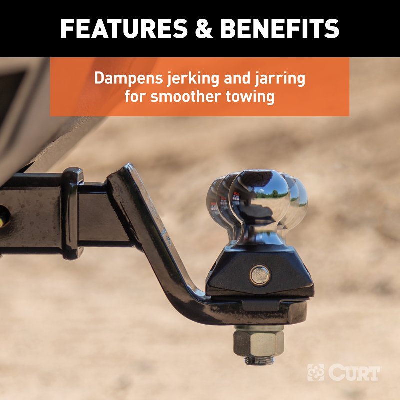 Curt RockerBall Series 45143 Cushion Hitch Kit, Cat Class 3, 4, 5, 1-Hole, 2 in, 2 in Dia Hitch Ball, Steel
