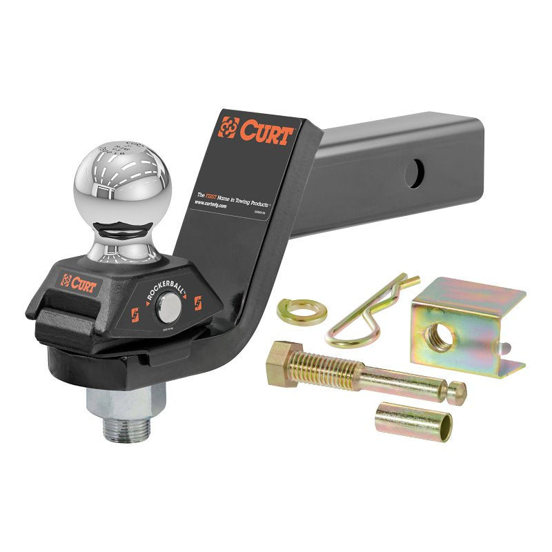 Curt RockerBall Series 45143 Cushion Hitch Kit, Cat Class 3, 4, 5, 1-Hole, 2 in, 2 in Dia Hitch Ball, Steel