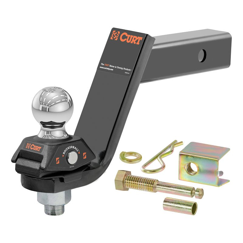 Curt RockerBall Series 45144 Cushion Hitch Kit, Cat Class 3, 4, 5, 1-Hole, 2 in, 2 in Dia Hitch Ball, Steel