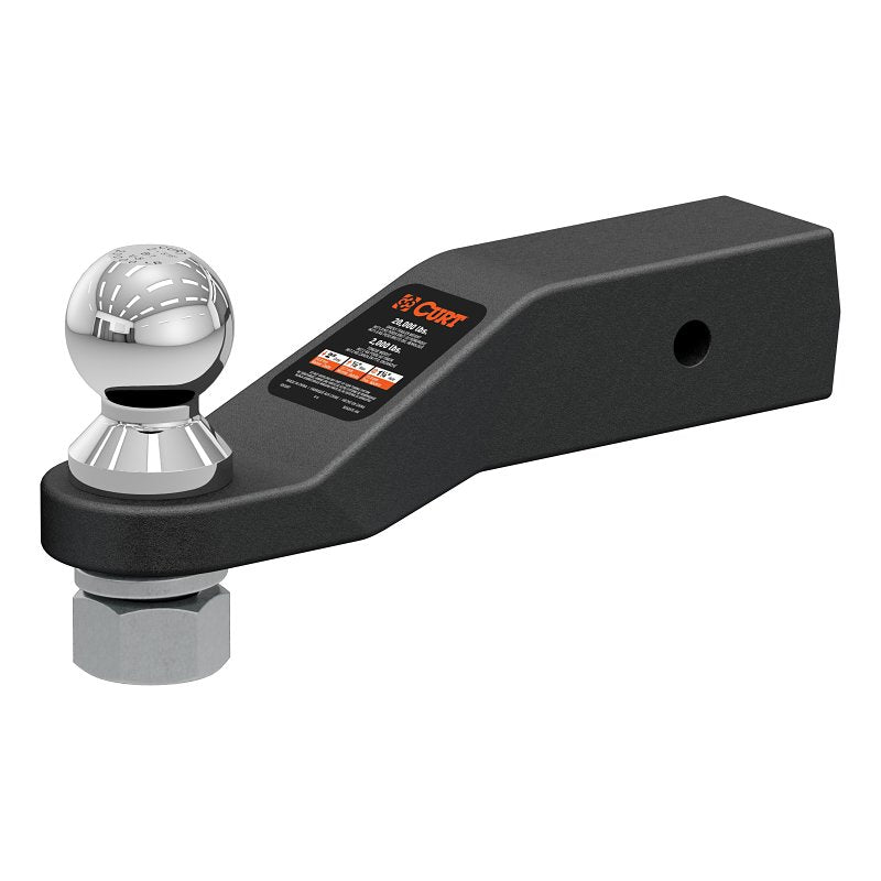 Curt 45371 Loaded Forged Ball Mount, 1-Hole, 2-1/2 in, 2-5/16 in Dia Hitch Ball, Steel, Powder-Coated