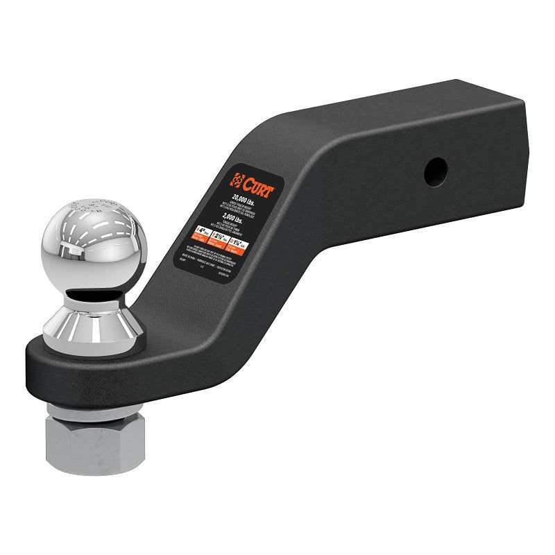 Curt 45372 Loaded Ball Mount, 1-Hole, 2-1/2 in, 2-5/16 in Dia Hitch Ball, Steel, Powder-Coated
