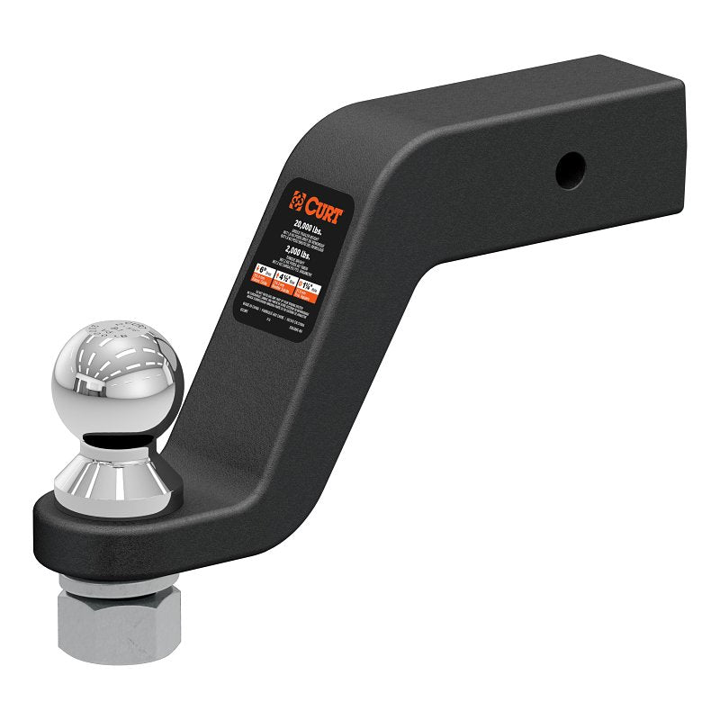 Curt 45373 Loaded Forged Ball Mount, 1-Hole, 2-1/2 in, 2-5/16 in Dia Hitch Ball, Steel, Powder-Coated