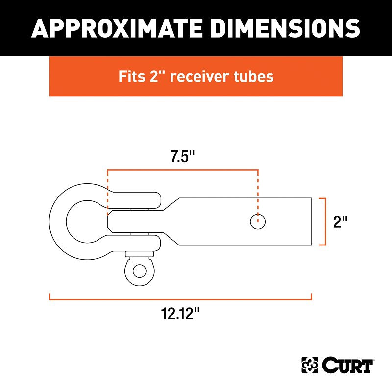 Curt 45832 D-Ring Shackle-Mount, Cat Class 4, 5, 1-Hole, 2 in, Steel, Powder-Coated