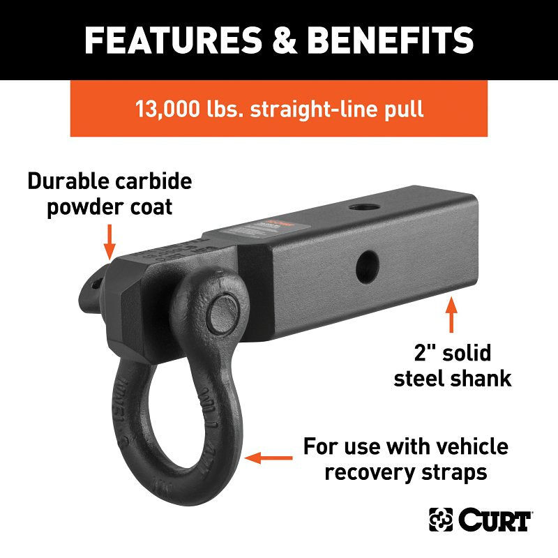 Curt 45832 D-Ring Shackle-Mount, Cat Class 4, 5, 1-Hole, 2 in, Steel, Powder-Coated