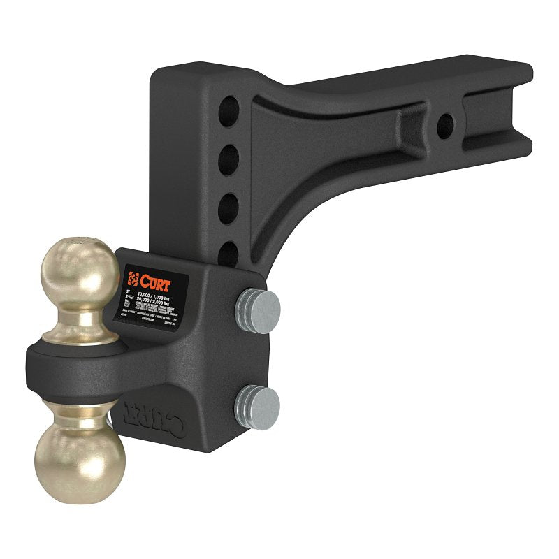 Curt 45937 Adjustable Trailer Hitch Ball Mount, 8-Hole, 2-1/2 in, 2, 2-5/16 in Dia Hitch Ball, Carbon Steel