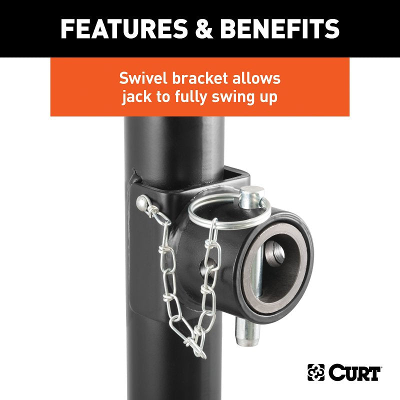 Curt 28322 Swivel Jack, 2000 lb Lifting, 15 in Max Lift H, Carbide