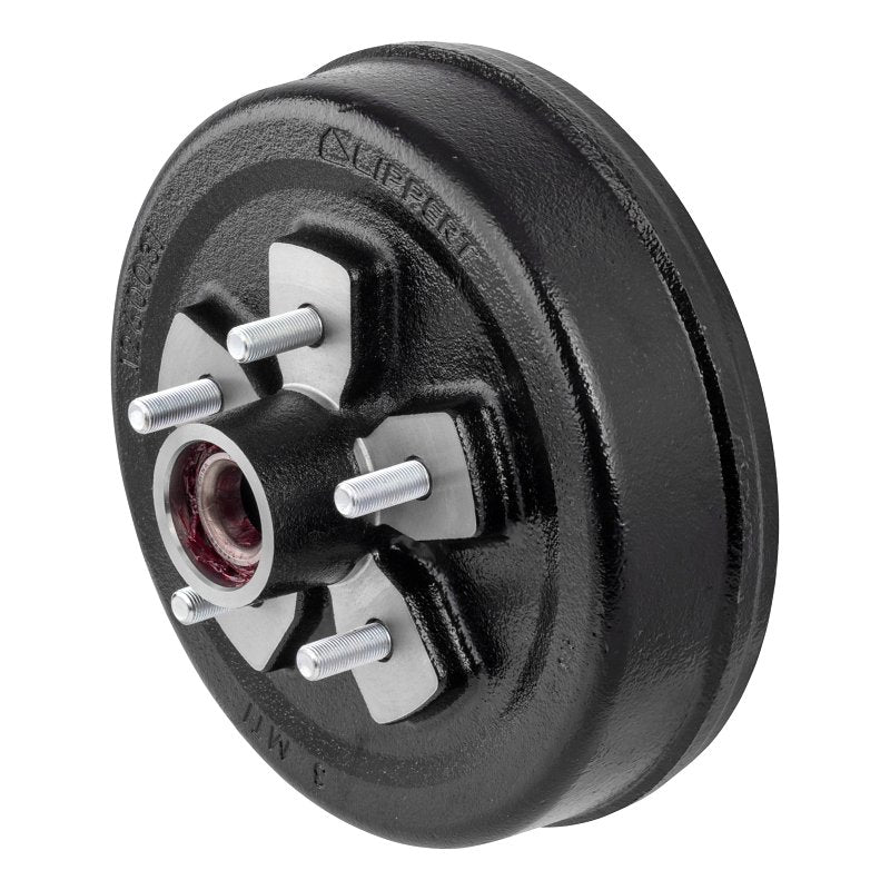 Lippert 2024013264 Brake Drum Hub Complete Kit with Installed Bearings, 3500 lb Withstand, 10 in OD, 5-Bolt