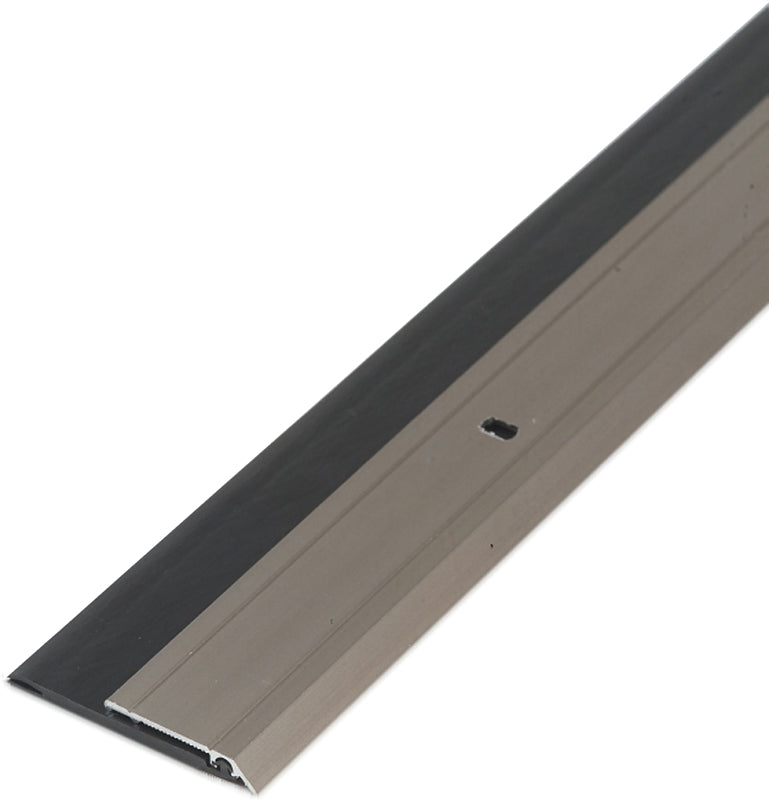 M-D 48996 Door Sweep, Satin Nickel Flange, 36 in L, 1/4 in W, Aluminum Flange, Vinyl Insert