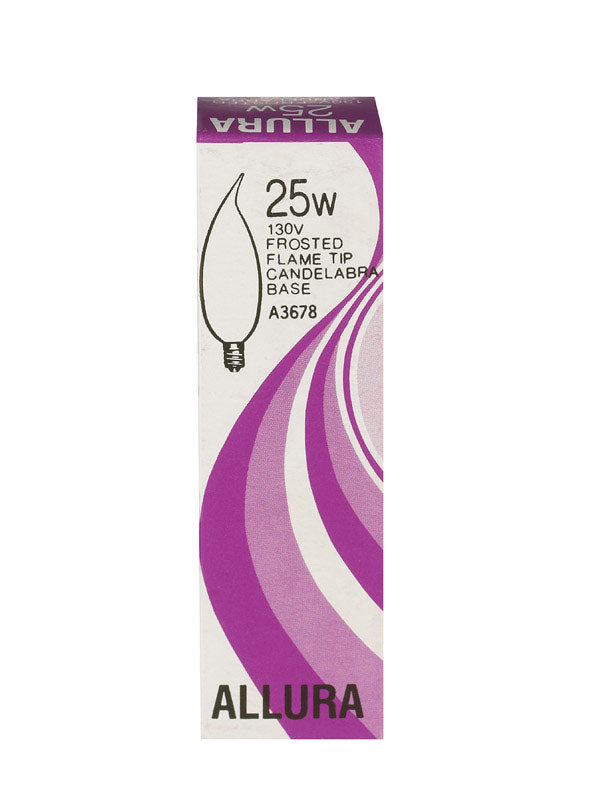 Satco ALLURA 25 W CA9 Chandelier Incandescent Bulb E12 (Candelabra) Soft White 1 pk, Pack of 25