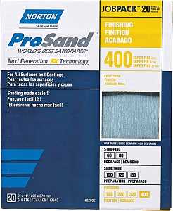 Norton ProSand 07660768165 Sanding Sheet, Tan, 11 in L, 9 in W, Super Fine, 400 Grit, Aluminum Oxide Abrasive