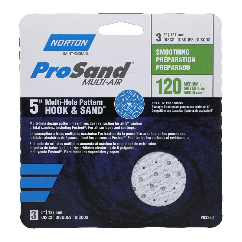 Norton 07660703230 Sanding Disc, 5 in Dia, 11/16 in Arbor, P120 Grit, Medium, Alumina Ceramic Abrasive, Spiral