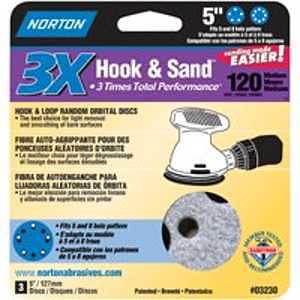 Norton 03230 Sanding Disc, 5 in Dia, 11/16 in Arbor, Coated, P120 Grit, Medium, Spiral, Alumina Ceramic Abrasive