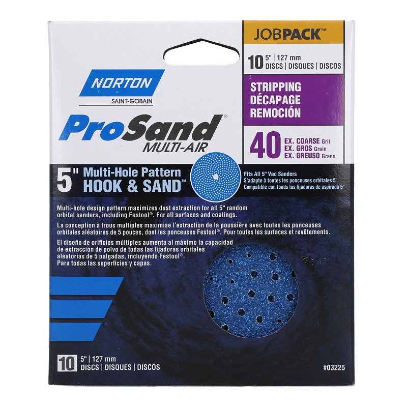 Norton 07660703225 Sanding Disc, 5 in Dia, 11/16 in Arbor, P40 Grit, Extra Coarse, Zirconia Aluminum Abrasive, Spiral