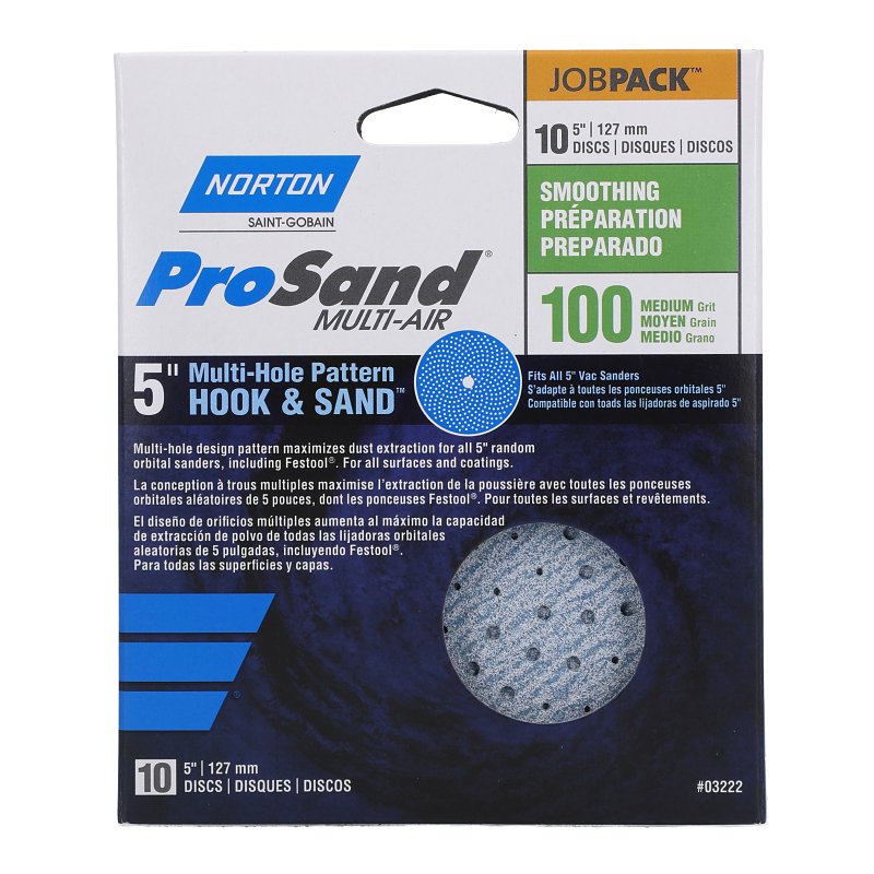 Norton 07660703222 Sanding Disc, 5 in Dia, 11/16 in Arbor, P100 Grit, Medium, Alumina Ceramic Abrasive, Spiral