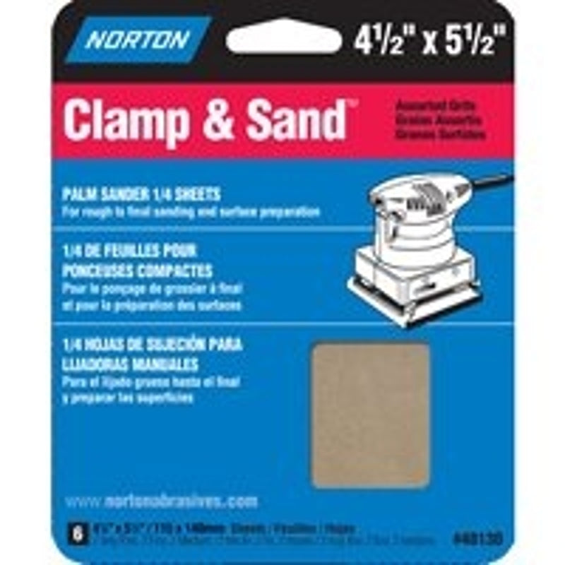 Norton 07660748130 Multi-Stand Sheet, 4-1/2 in W, 5-1/2 in L, 100, 150, 220 Grit, Fine, Medium, Very Fine, Paper Backing