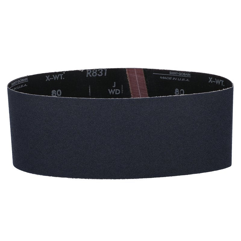 Norton 05472 Sanding Belt, 4 in W, 24 in L, 80 Grit, Medium, Zirconia Aluminum Abrasive