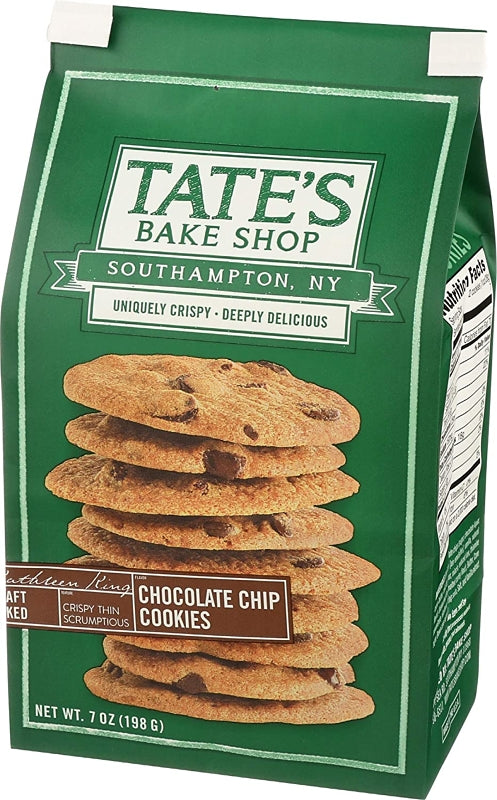 Tate's Bake Shop 1001002 Chocolate Chip Cookie, Vanilla, 7 oz, Bag, Pack of 6