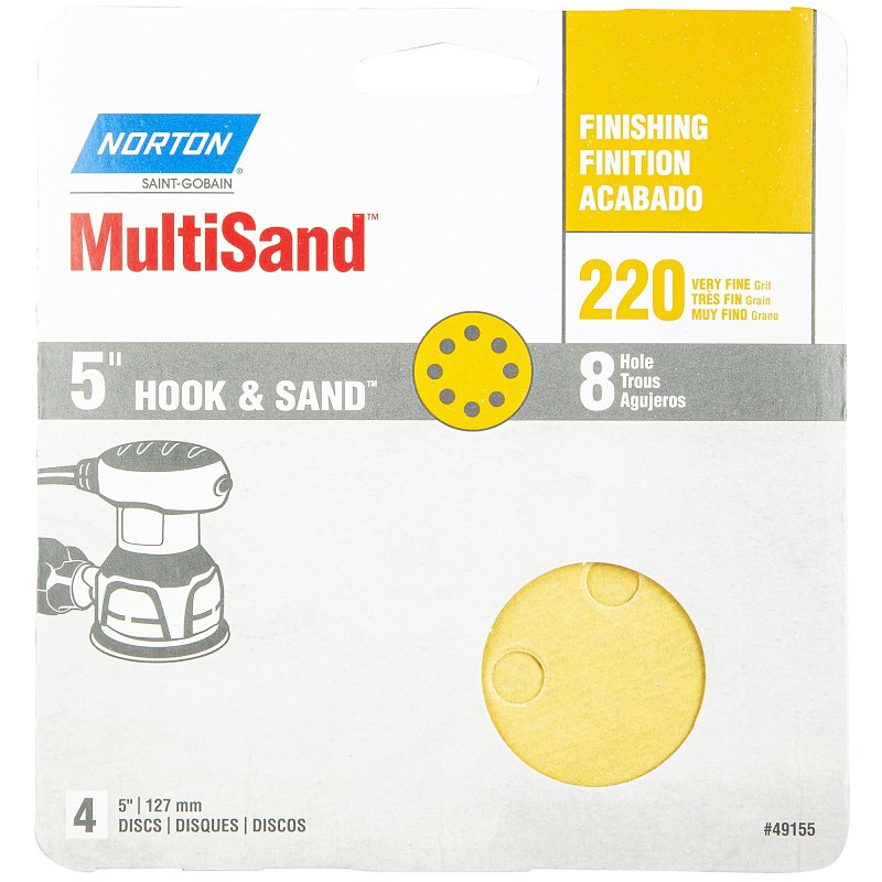SANDING DISC 8HOLE 220GRIT 5IN