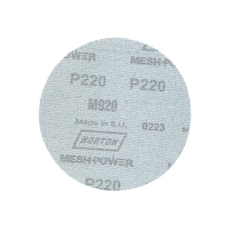 Norton MeshPower Series 68438 Sanding Disc, 5 in Dia, 220 Grit, Fine, Ceramic Alumina Abrasive