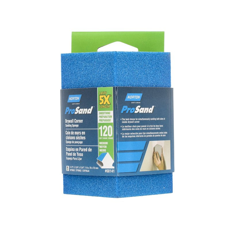 Norton ProSand 07660768141 Drywall Corner Sanding Sponge, 4-1/2 in L, 2-3/4 in W, 2-3/4 in Thick
