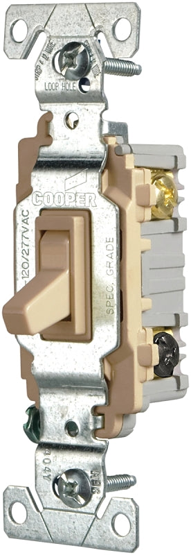 Eaton CSB315STV-SP Toggle Switch, 15 A, 120/277 V, 3-Position, Back, Side Wire, Screw Terminal, PVC Housing Material