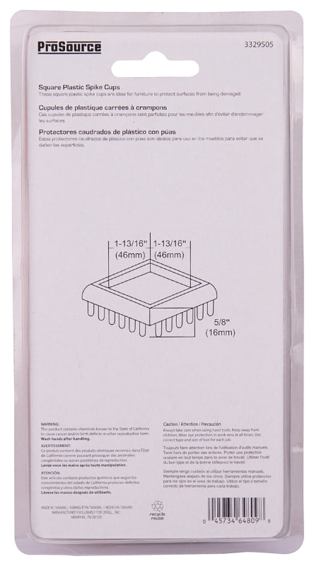 ProSource FE-50890-PS Furniture Glide, Plastic, Clear, Clear, 1-13/16 x 1-13/16 x 5/8 in Dimensions