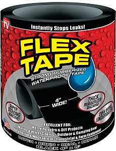 Flex Tape TFSBLKR0405 Tape, 5 ft L, Rubber Backing, 4 in W