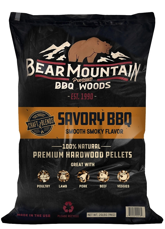 Bear Mountain Craft Blends Series FK93 Savory BBQ Pellet, 20 in L, Wood, 20 lb Bag
