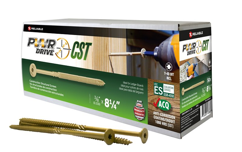 PWR DRIVE FTC17GO38814L General Construction Structural Screw, 3/8 in Thread, 8-1/4 in L, Coarse Thread, Star Drive
